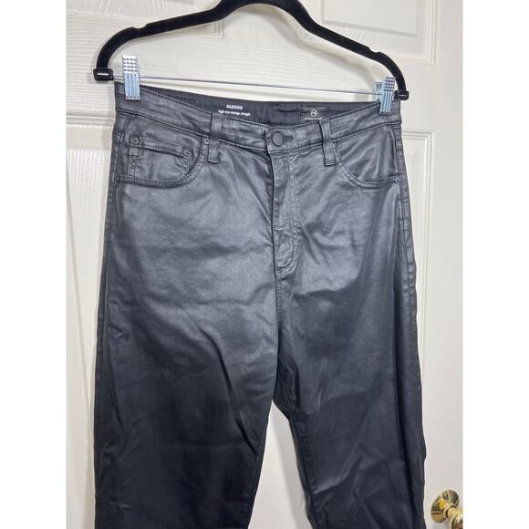 AG Adriano Goldschmied Alexxis Vintage Straight Black Leatherette Sateen Jean - Picture 3 of 10